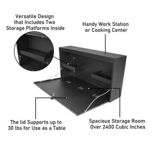 Foldable Tailgate Mount Table Steel Storage Lock Box for 2021-2025 Ford Bronco - Picture 1 of 12