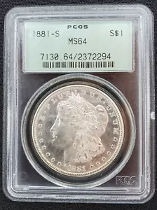 1881 S Morgan Silberdollar PCGS MS64 (alte grüne PCGS Rasselhalter) - Bild 1 von 6