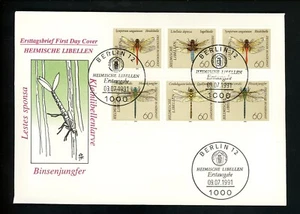 Postal History Germany FDC #1670//1677 Dragonflies insects 1991 - Picture 1 of 2