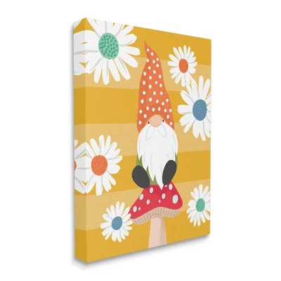 Setas Jardín Gnomo Margaritas Rayas Amarillas Foto 1 de 4