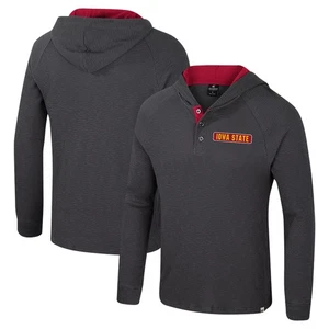 Men's Colosseum Charcoal Iowa State Cyclones Dujour Ralgan Long Sleeve Henley - Picture 1 of 3