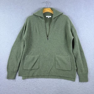 Madewell Glenbrook Half-Zip Pullover Sweater Green Size S Knit Ribbed Grandma - Picture 1 of 7