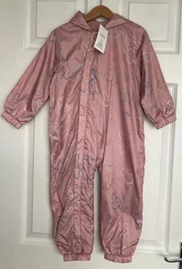 NEW M&S Baby Girls Pink Mix Bunny Stormwear Puddlesuit Size 2-3 Years - Picture 1 of 2