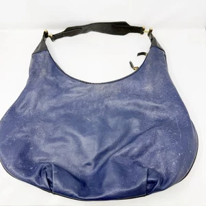 India Hicks Large Navy Blue ISABELLA Leather Hobo Shoulder Bag Purse - Picture 1 of 9