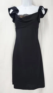 Vestido Y2K De Colección Jessica McClintock GUNNE SAX Negro Joyado Manga Flutter Jr 3 SML - Imagen 1 de 24
