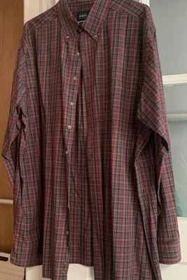 Men's Harbor Bay Plaid Button Down Shirt 2XLT Red, Yellow, Black Striped - Image 1 of 4