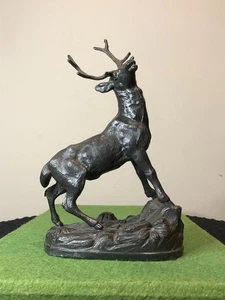 Antike Metallguss Elch Bock Hirsch Skulptur/Figur 9-1/2" hoch - Bild 1 von 12