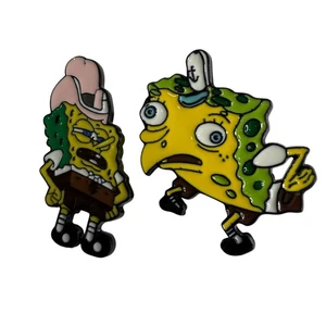 SpongeBob SquarePants Cowboy And Meme TWO Enamel Lapel Pin Lot - Picture 1 of 5