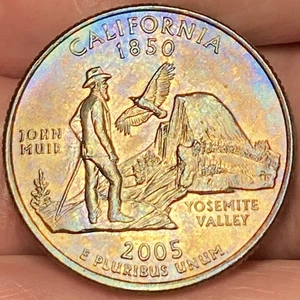 2005-P California State Quarter Beautiful Lustrous Gold/Rainbow Toned Coin  #29 - Picture 1 of 13