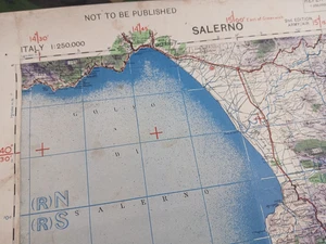 WW2 British map of "SALERNO" (OPERATION AVALANCHE) "NOT TO BE PUBLISHED" - Picture 1 of 7