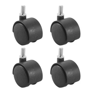 Rueda giratoria de plástico 8 mm tornillo vástago rueda de 1,5 pulgadas de diámetro 4 piezas negra U3L17322 - Imagen 1 de 2