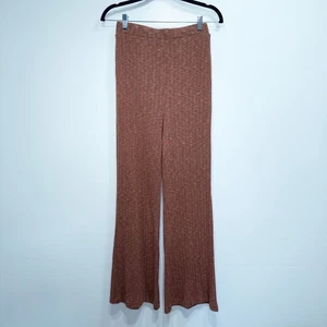 Free People Beach Burnt Orange Heathered Ribbed Wide Leg Pants Size Small - Picture 1 of 6