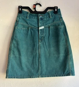 Vintage 90s Y2K Marithe Francois Girbaud Green Denim Skirt 5/6 Designer Edgy - Bild 1 von 9