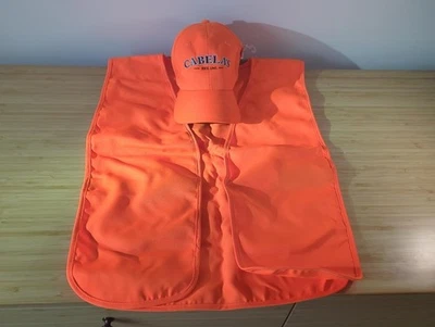 NEW ORANGE HUNTERS VEST AND CABELAS HAT - Image 1 of 4