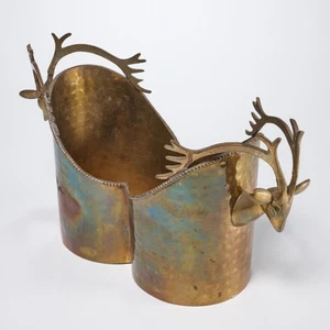 Gehämmertes Messing Doppel Hirsch Rentier Wein Champagner Flasche Display Ständer Caddy - Bild 1 von 7