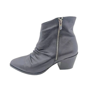 Moda In Pelle Coralie Botas Cuero Negro Western Botines Reino Unido 7 Oficina Trabajo Foto 1 de 4