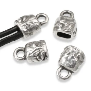 10 extremos de cordón de cuero Jardín plateado, apertura de 4x2 mm, tapas de extremo de crimpado TierraCast - Imagen 1 de 7