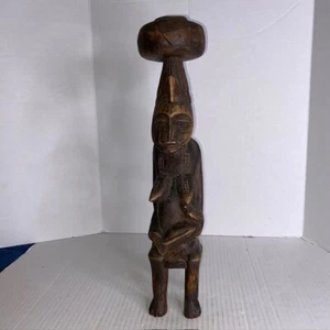 African Mother Nursing Baby - wood carving sculpture - 18" tall - Picture 1 of 5