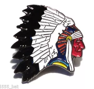Indianer roter Indianer trägt Kopfschmuck Wilder Westen Cowboy Emaille Abzeichen - Bild 1 von 2