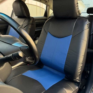 Front Seat Cover Ultra Soft Blue Black Leatherette For Acura TSX - Picture 1 of 6