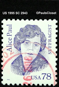 US 1995 SC 2943 GREAT AMERICANS - ALICE PAUL 78¢ BRIGHT VIOLET UNG RED CNX F/VF - Picture 1 of 2