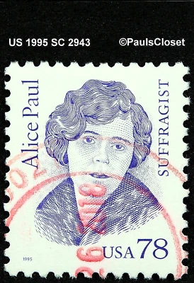US 1995 SC 2943 GREAT AMERICANS - ALICE PAUL 78¢ BRIGHT VIOLET UNG RED CNX F/VF - Image 1 of 2