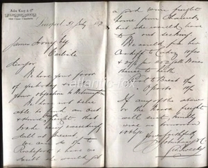 Liverpool 1873, John Lacy & Co. AGENTES DE ENVÍO DE VAPOR, MEMBRETE / CARTA - Imagen 1 de 1
