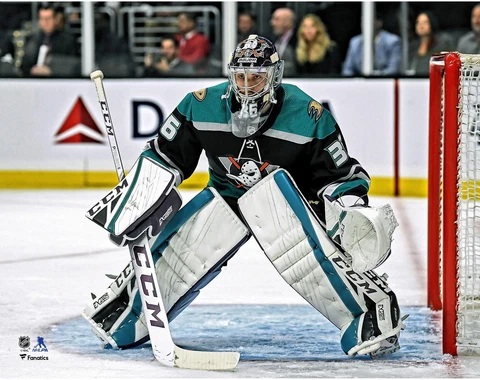 John Gibson Anaheim Ducks Unsigned Mighty Ducks Alternate Jersey 11" x 14" Photo Cover