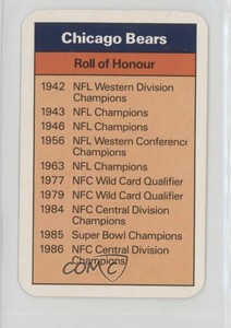 1987 Ace Fact Pack Chicago Bears Roll of Honor