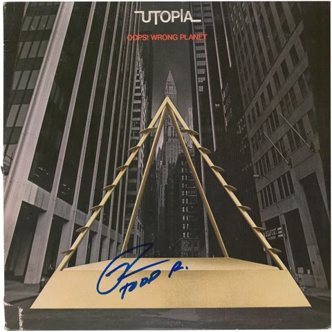 Todd Rundgren Utopia Autographed Oops! Wrong Planet Album BAS Cover