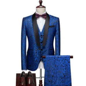Mens Slim Fit Suits One Button 3Pcs Jacket+Vest+Pants Business Wedding Nightclub - Picture 1 of 11