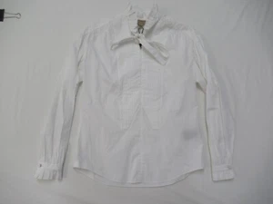 Burberry Londres Inglaterra Plisado Babero Esmoquin Camisa Mujer EE. UU. 2 UE 36 Blanco - Imagen 1 de 18