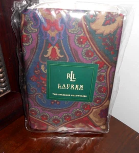 New SET of 2 RALPH LAUREN SOCIALITE Jewel Tones Paisley STANDARD Pillowcases - Picture 1 of 3