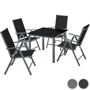 4+1 Sitzgruppe Gartenmöbel Garten Aluminium Tisch Stuhl Essgruppe Sitzgarnitur - Bild 1 von 25