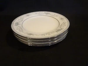 Noritake China Colburn Brotteller - 4er Set - blaue Rosen Platinrand - Bild 1 von 6