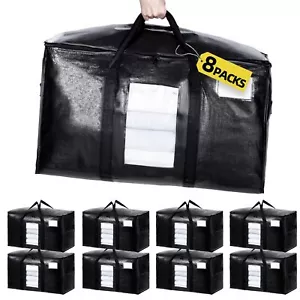 8 Packs Extra Large Moving Bags Heavy Duty Storage with Zippered & Visible - Picture 1 of 7