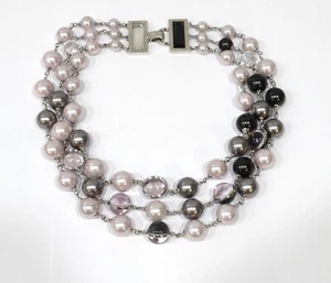 APPARTEMENT A Loure PARIS Faux Tahitian Pearl Cats Eye Amethyst Crystal Necklace - Picture 1 of 8