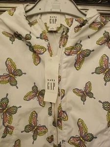 Gap Girls White Rain Coat Jacket Size 2 Years Butterfly - Picture 1 of 4