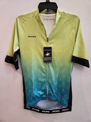 NUEVO CON ETIQUETAS JPOJPO Ciclismo Mujer Cremallera Completa Jersey XL Azul Amarillo Manga Corta Foto 1 de 4