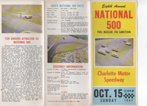 1967 NATIONAL 500 NASCAR RACE, CHARLOTTE MOTOR SPEEDWAY, GUIDE - Picture 1 of 2