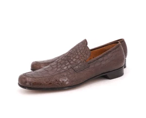 NUEVO | $2650 SALVATORE FERRAGAMO 13 D COCODRILO MARRÓN PENIQUE MOCASÍN PUNTA DIVIDIDA - Imagen 1 de 18