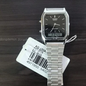 AQ-230A-1D CASIO Watch ORIGINAL Retro Vintage Digital SILVER Black - Picture 1 of 10