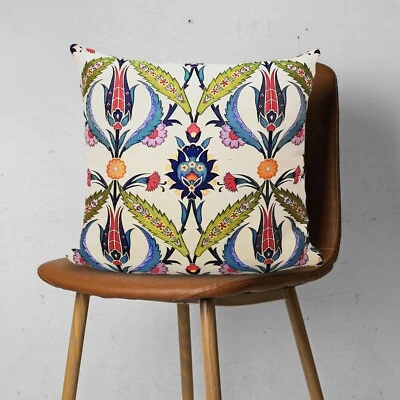 Authentic Tulip Decor Pillow Top, Turkish Gobelin Tapestry Porch Pillow Case - Image 1 of 4