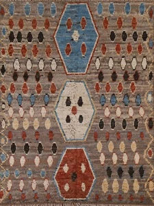 Tribal Geometric Moroccan Berber Oriental Area Rug Hand-knotted Wool Carpet 5x6 - Picture 1 of 12