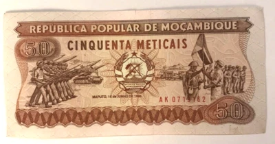 MOZAMBIQUE 50 METICAIS NOTE (1986) - Image 1 of 4