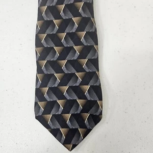 JF J Ferrar Men Neck Tie Classic 100% Silk 60 " Silver Blue Black - Picture 1 of 9