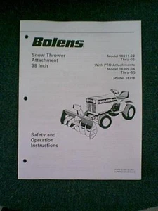 BOLENS 38" SNOWTHROWER ATTACHMENT INSTRUCTION MANUAL 3/80 - Picture 1 of 1