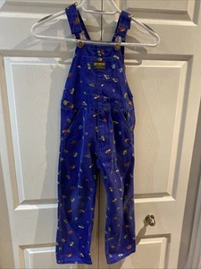 Vintage OshKosh B'Gosh Boys Blue Sail Boats Overalls Size 6 Made in Canada 1990s - Picture 1 of 11