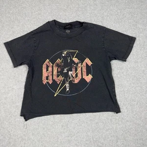 T-shirt grafica COTTON:ON AC/DC donna S ritagliata lavata sbiadita invecchiata - Foto 1 di 11