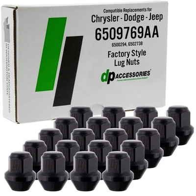 Tuercas negras compatibles con Chrysler-Dodge-Jeep | 6509769AA | Juego de 20 Foto 1 de 4
